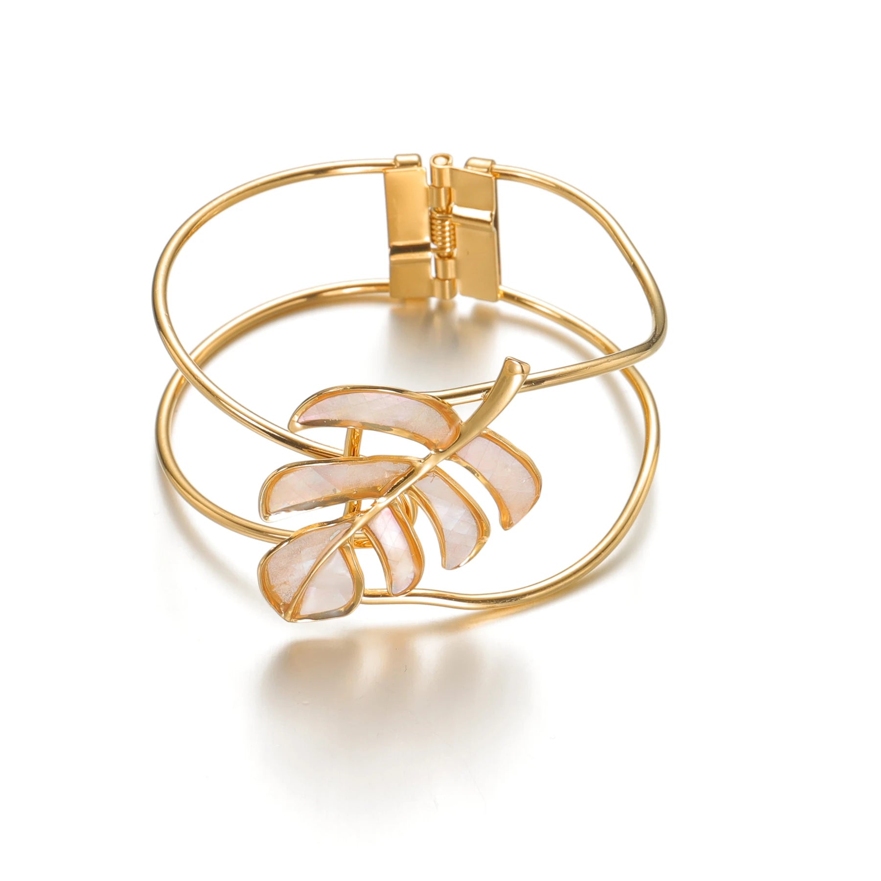 Freeteeme – Bracelet en forme de feuille colorée exagérée, en acier inoxydable plaqué or, boucle creuse, bijoux cadeau pour Couple