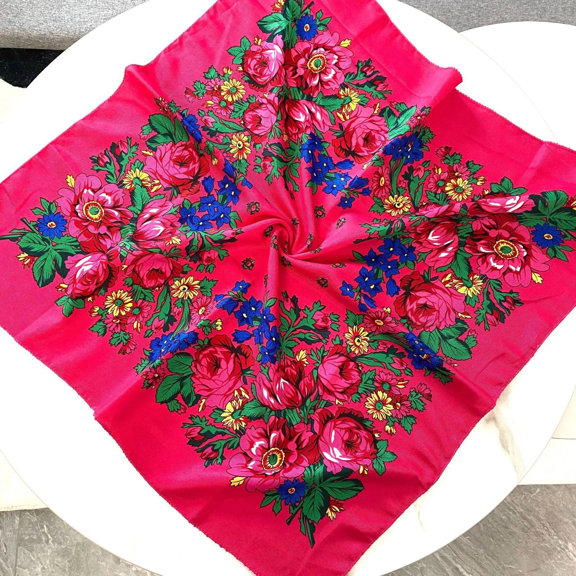70*70 cm russe Floral carré écharpe femmes de luxe fleur imprimé Bandana bandeau ethnique mouchoir bandeau foulards