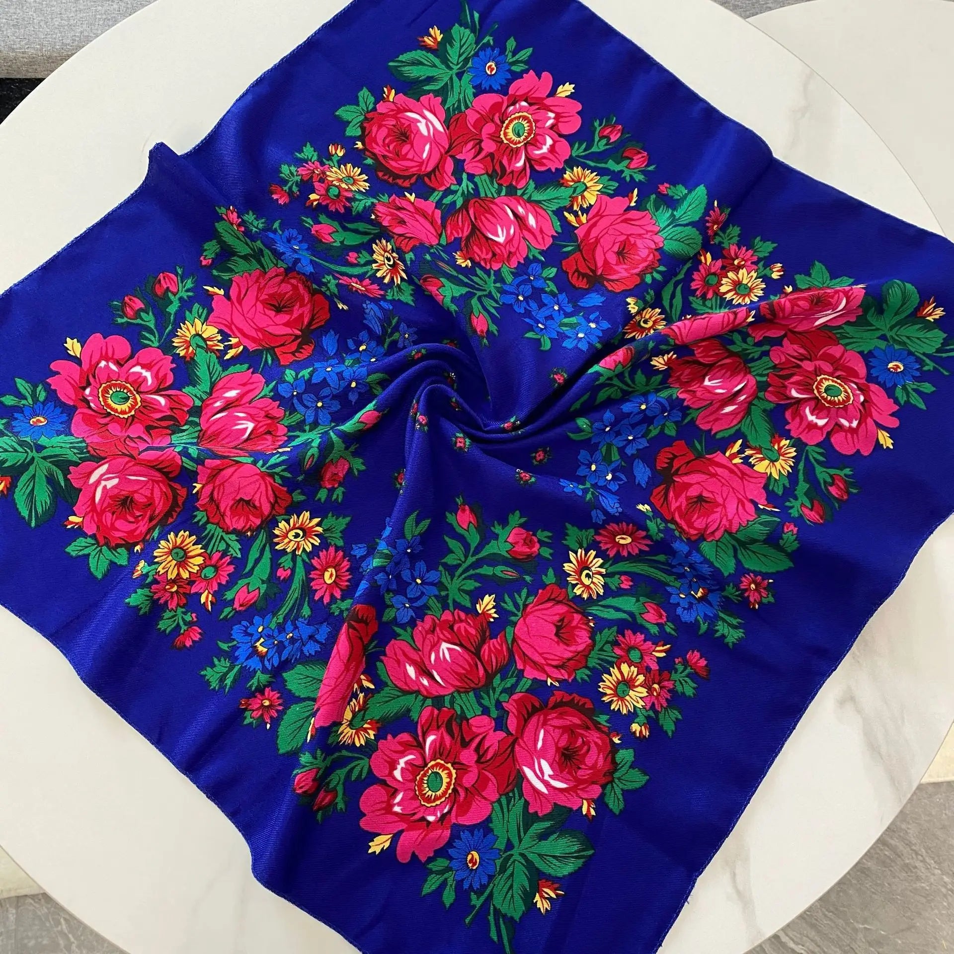 70*70 cm russe Floral carré écharpe femmes de luxe fleur imprimé Bandana bandeau ethnique mouchoir bandeau foulards