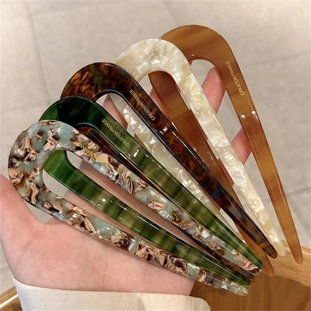 Épingles à cheveux françaises en acétate de Cellulose, fourchettes, imprimé Vintage, épingles à cheveux en forme de U, 2 broches, chignon, bâtons pour femmes, accessoires pour cheveux